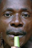 Pygmy player of one-tone flute