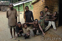 Luis Devin with Bakola-Bagyeli Pygmies in a camp