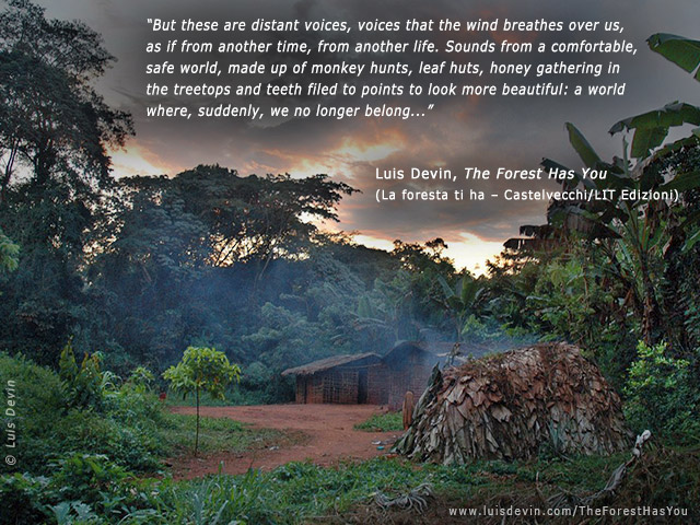 Pygmy camp, from Luis Devin's anthropological research in Central Africa (Baka Pygmies, Cameroon)