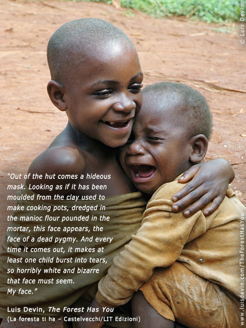 Tears and smiles, from Luis Devin's anthropological research in Central Africa (Baka Pygmies, Cameroon)